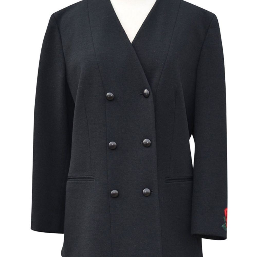 Black Wool Double Breast Blazer Dress Suit